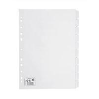 Office Subject Dividers Multipunched Manilla Card 10-Part A4 White