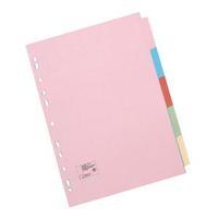 Office Subject Dividers Multipunched Manilla Card 5-Part A5 Assorted