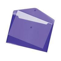 Office A4 Envelope Stud Wallet Polypropylene Translucent Purple Pack 5