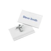 Office Name Badge Landscape with Combi-Clip 54x90mm Pack 50 936685