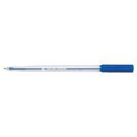 office ball pen clear barrel medium 10mm tip 07mm line blue pack of