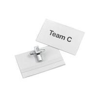 office name badge landscape with combi clip 45x75mm pack 50 936682