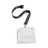 Office Name Badge Landscape with Safety-clip Lanyard 110x90mm Pack 10