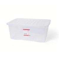 Office Storage Box Plastic with Lid Stackable 45L Clear 938489