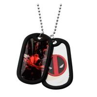 Official Marvel Deadpool Stainless Steel Double Character Dog Tag and Ball Chain