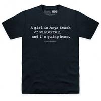 Official Game Of Thrones Arya Stark Quote T Shirt