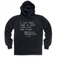 Official Game of Thrones - Fire and Blood 2 Quote Organic Hoodie