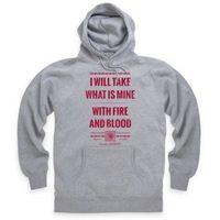 Official Game of Thrones - Fire and Blood Quote Hoodie