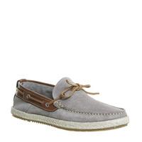 office done boat shoe light grey suede tan leather