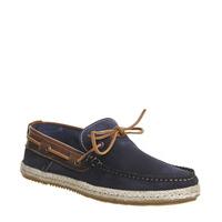 Office Done Boat Shoe NAVY SUEDE TAN LEATHER