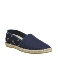 Office Beach Espadrille NAVY ANCHOR PRINT CANVAS STRIPE