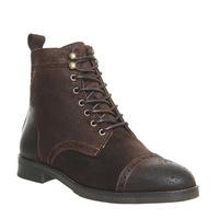 office cage brogue boot brown waxy suede