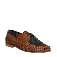 Office Brixton Weave Lace TAN NAVY HI SHINE LEATHER