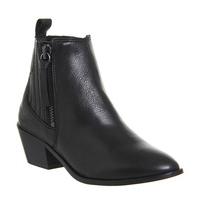 Office Luca Side Zip Western Boots BLACK LEATHER