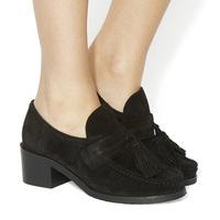 office francisco heeled tassel loafers black suede