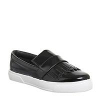 Office Data Kiltie Slip On Trainers BLACK BOX