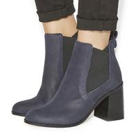 Office Lavish Smart Flared Heeled Chelseas NAVY NUBUCK