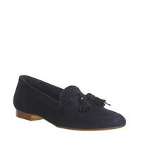 office retro tassel loafer navy suede