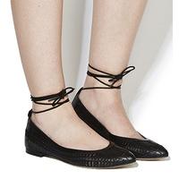 Office Double Trouble Pointed Weave Lace Up Pump BLACK LEATHER