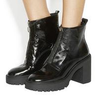 Office Live A Little Chunky Boots BLACK PATENT LEATHER