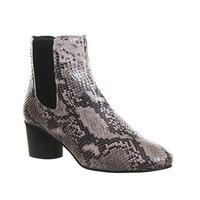 office ingot back zip chelsea boot grey snake embossed leather