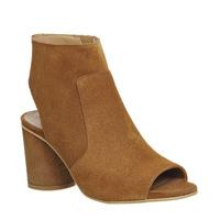 Office Marley Block Heel Peep Toe Shoeboots TAN SUEDE