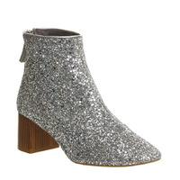 Office Jazz Hands Soft Mid Block Boot SILVER GLITTER