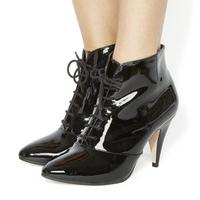 Office Lauper Lace Up Almond Toe Boot BLACK PATENT