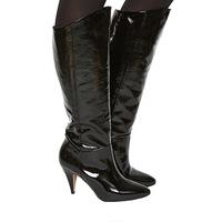 Office Kiss Slouch Heeeld Knee Boots BLACK PATENT LEATHER