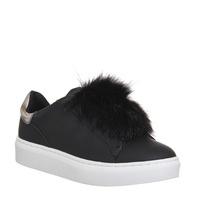 office pom pom fluff trainer black