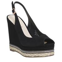 Office Haute Peep Toe Espadrille Wedge BLACK