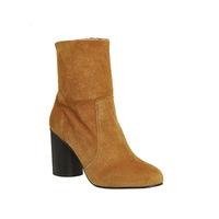 office ida cylindrical heel boot tan suede