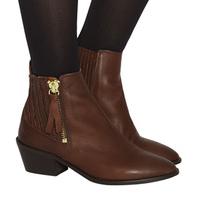 Office Luca Side Zip Western Boots TAN LEATHER