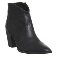 office alfresco mid heel western boot black leather