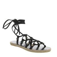 office soulmate espadrille tie up sandal black leather