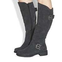 Office Easter Buckle Knee Boots BLACK