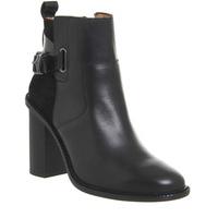 Office Lively Smart Cross Strap Heeled Boots BLACK LEATHER SUEDE