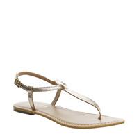 office samba toe post sandals gold leather