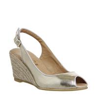 office magdalena peep toe espadrille wedge gold leather