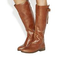 Office Kinetic Casual Strap Detail Knee Boots TAN LEATHER