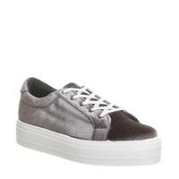 office diva flatform lace up grey velvet