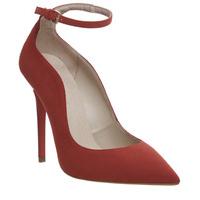 Office High Kick Ankle Strap Point RED SUEDE