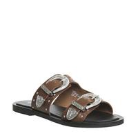 office sheriff western mule sandals tan leather