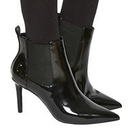 Office Ladies Night Pointed Stiletto Boots BLACK PATENT