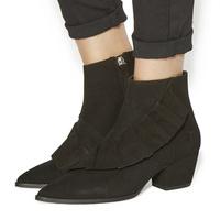 Office Luscious Ruffle Ankle Boots BLACK SUEDE