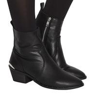 Office Leighton Unlined Western Boots BLACK LEATHER WITH SILVER HARDWARE