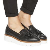 office punky flatform tassel loafers black leather white outsole