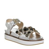 Office Manic Gem Trim Sandal SILVER