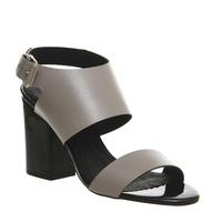 office quarrier 2 part block heels grey leather