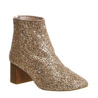 Office Jazz Hands Soft Mid Block Boot ROSE GOLD GLITTER